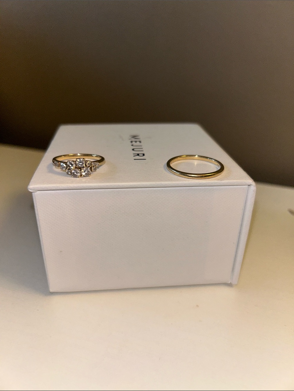 Mejuri Gold Cluster Diamond Ring with Slim Gold Band